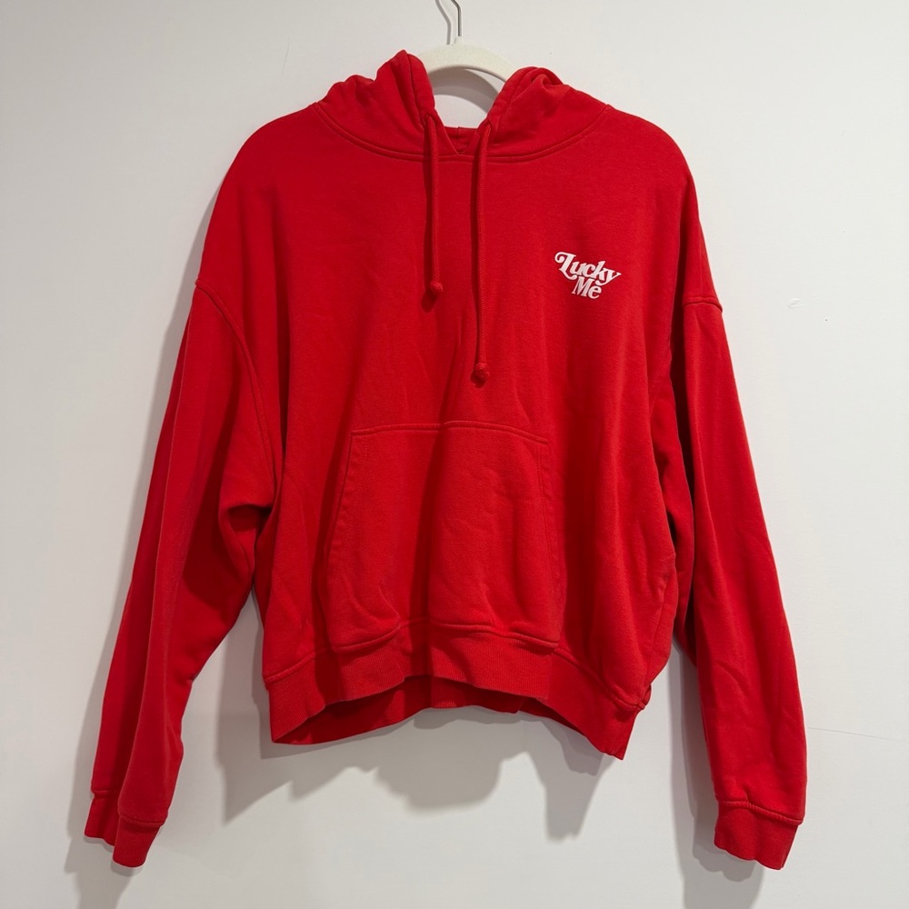 H&M Red 'Lucky Me' Pullover Hoodie